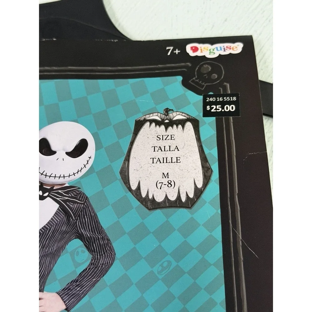 Jack Skellington Child Halloween Costume M 7-8 Mask Included NBC Tim Burton
